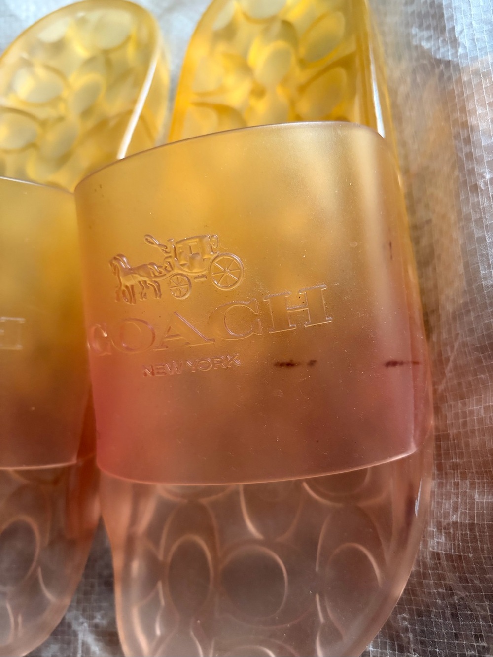 Coach Women's Translucent Gradient Slide Sandals in Yellow-Peach - Picture 3 of 3